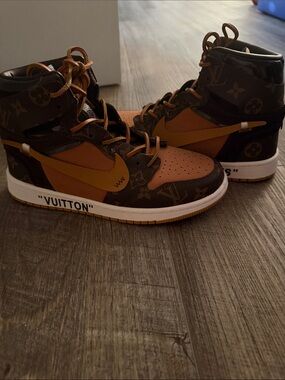Louis Vuitton Brown and Orange High-Top Sneakers